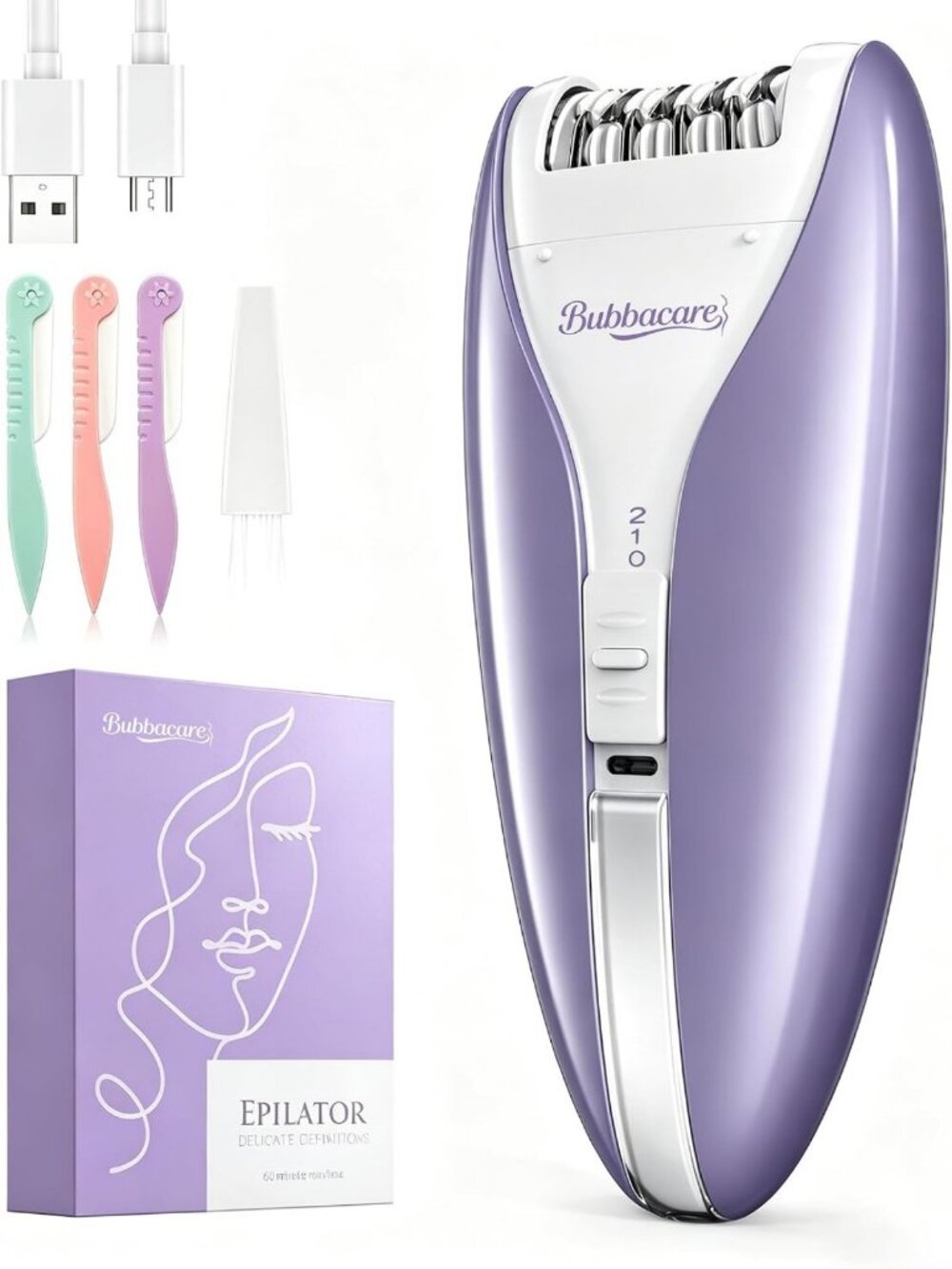 Cordless Rechargeable Epilator for Women, 2-Speed Hair Remover with 32 Tweezers
